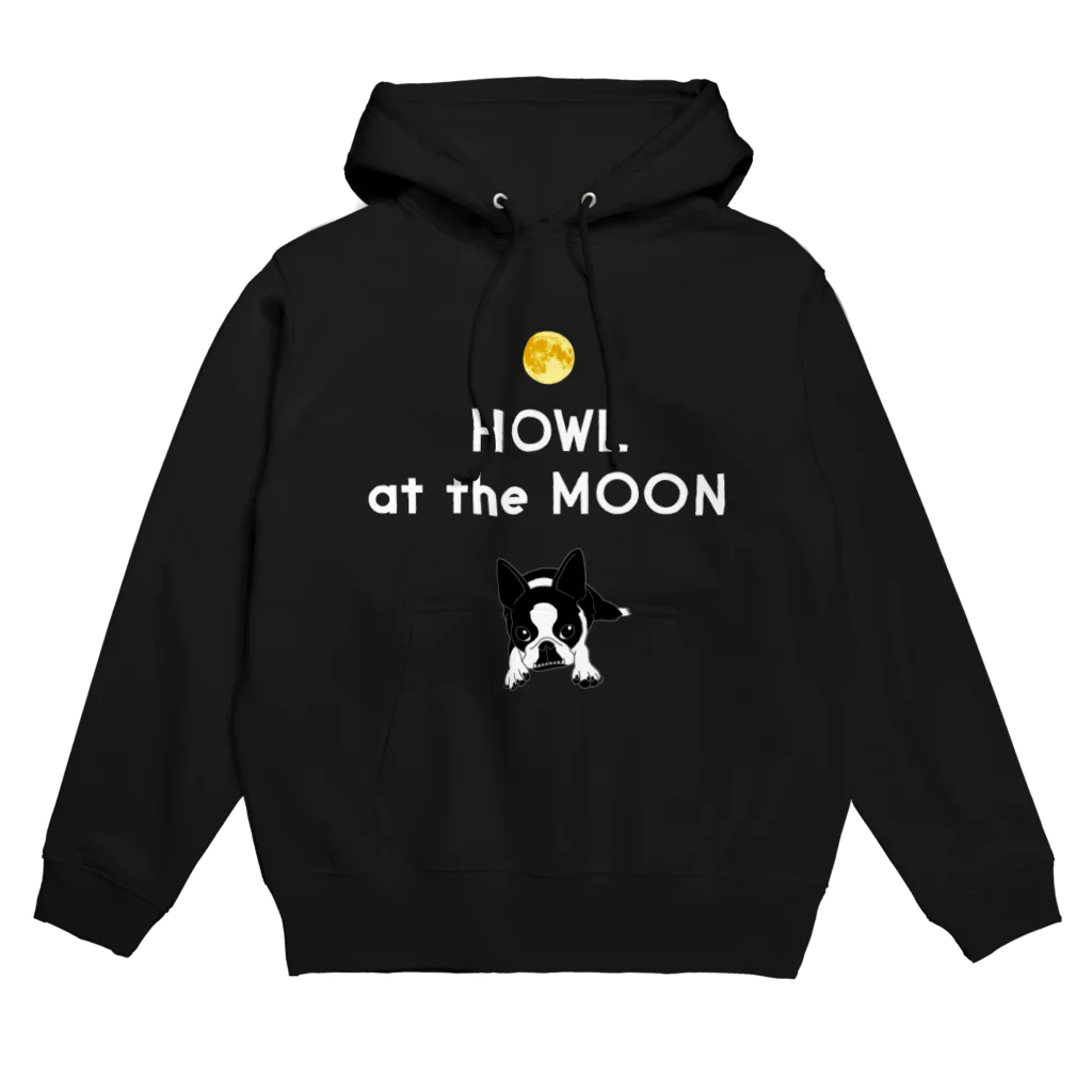 コチ(ボストンテリア)のボストンテリア(HOWL at the MOON ロゴ)[v2.8k] Hoodie
