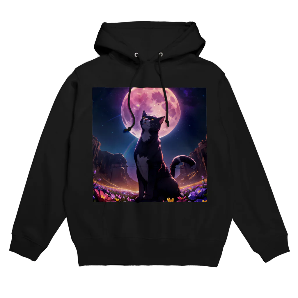 おかづあいのねこちゅうしんの暁月夜のハチワレ猫 Hoodie