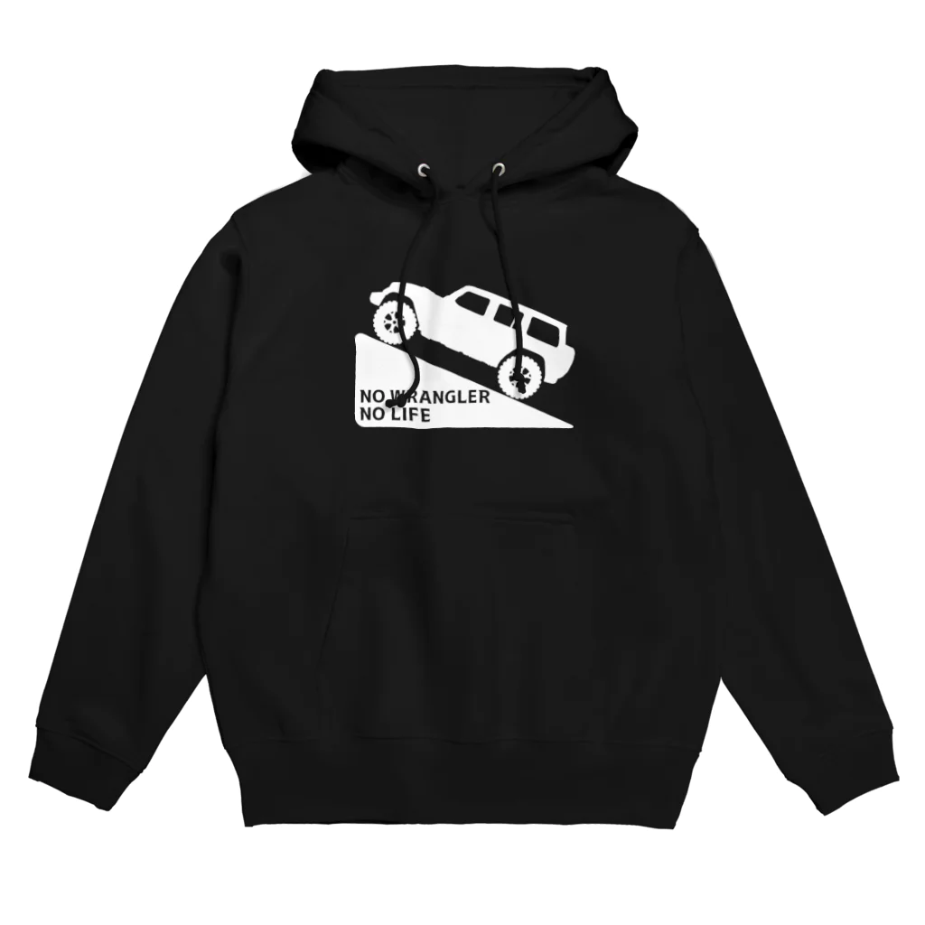 QUQU_WORKSのノーラングラーノーライフ 登坂デザイン ジープ ホワイト Hoodie