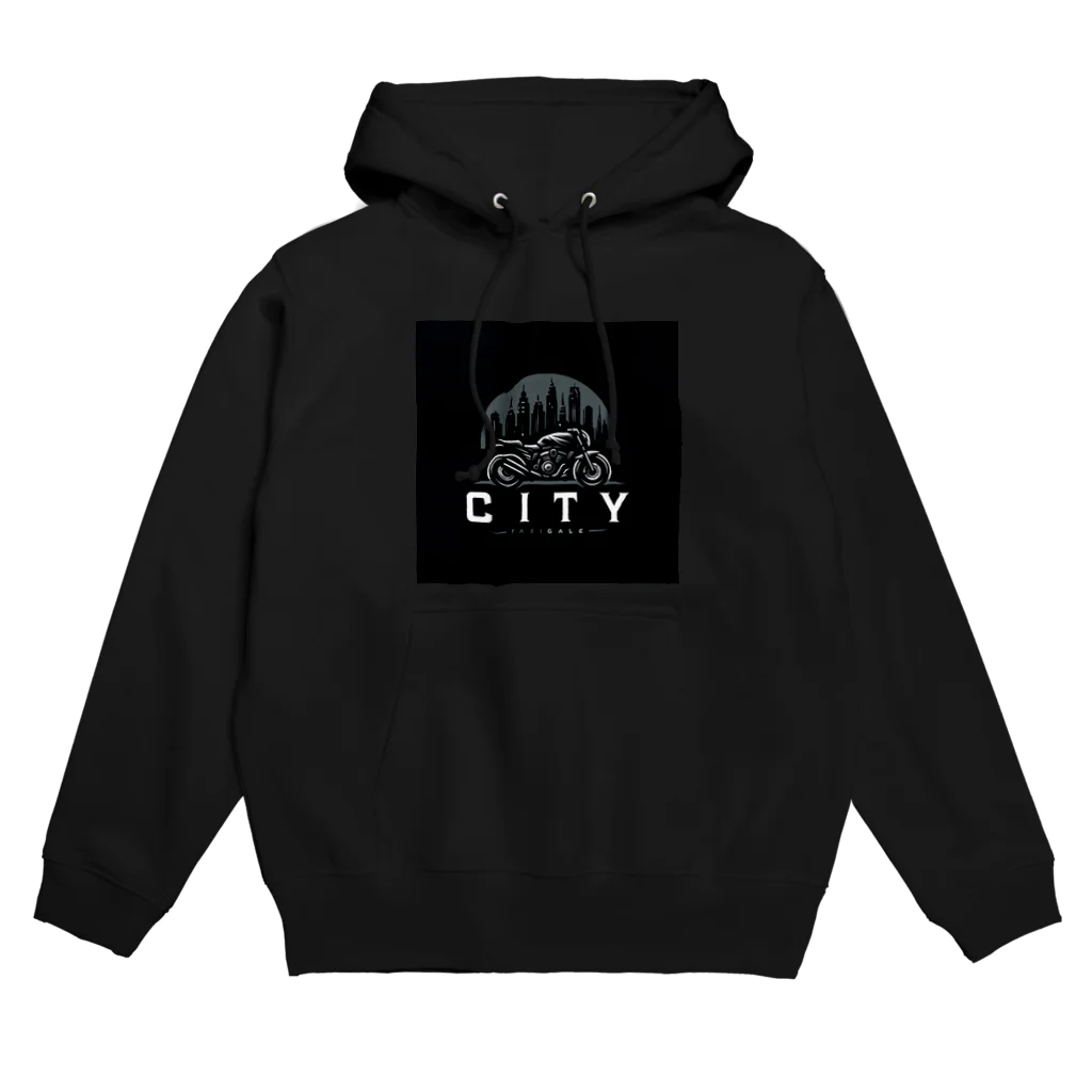 the blue seasonの都市とバイクのダークロゴデザイン Hoodie