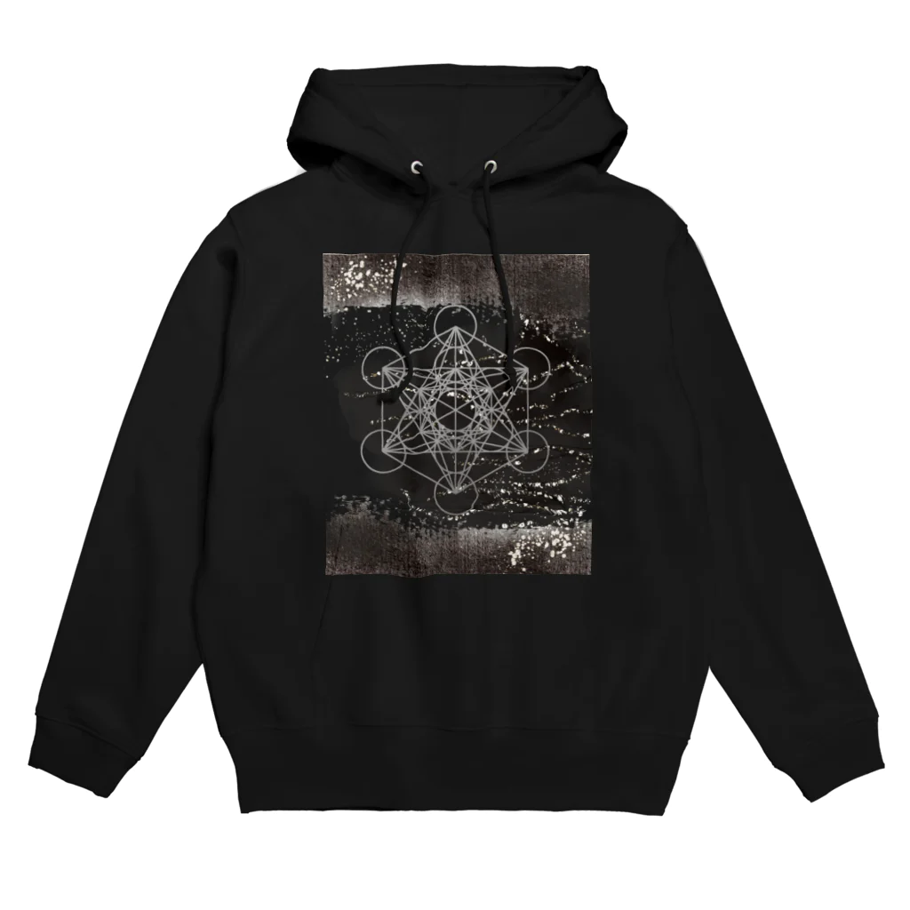 Metatron’s Cube Cosmosのメタトロンキューブ　モノクローム Hoodie