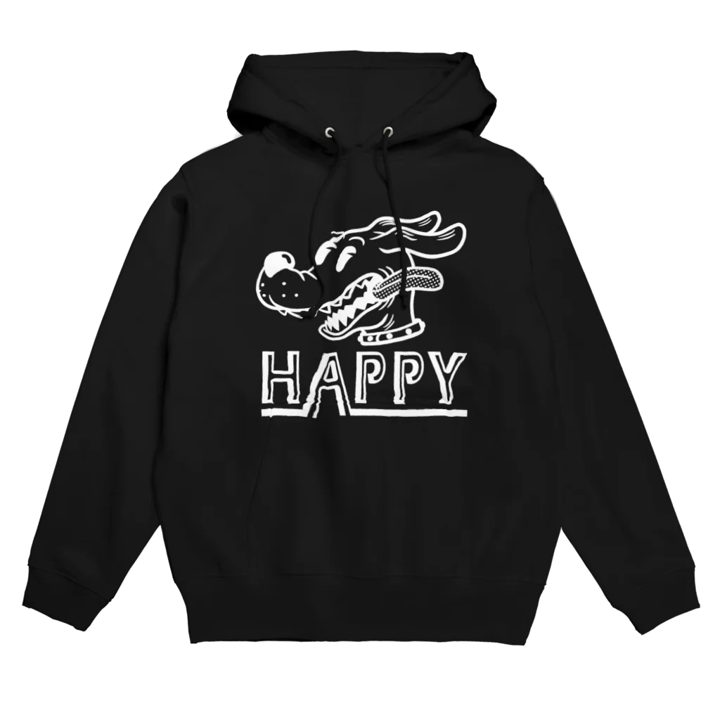 nidan-illustrationのhappy dog (white ink) パーカー