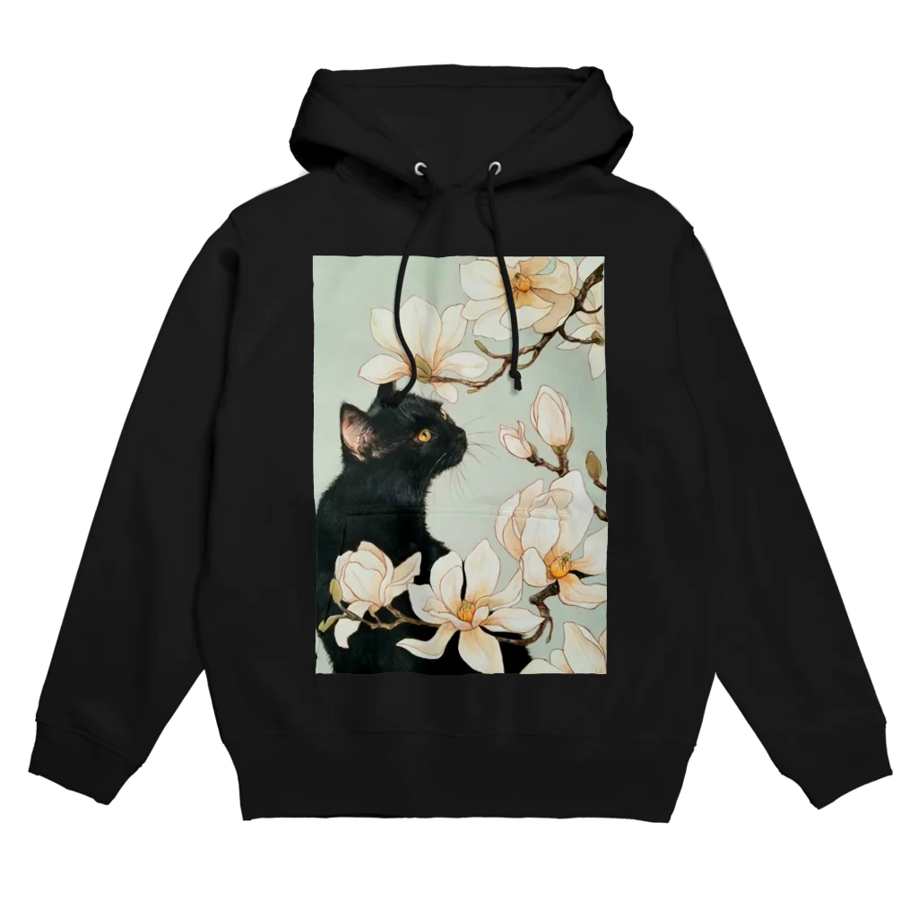 おちょぴの白木蓮と黒猫 Hoodie