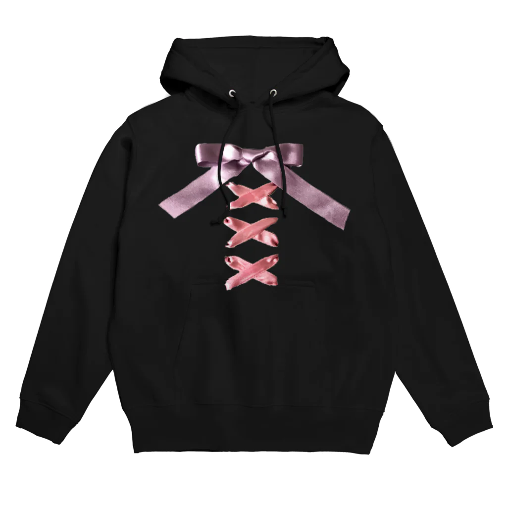 💜Salon de Lucia💜のPink × Lavender Lased-up Ribbon Hoodie