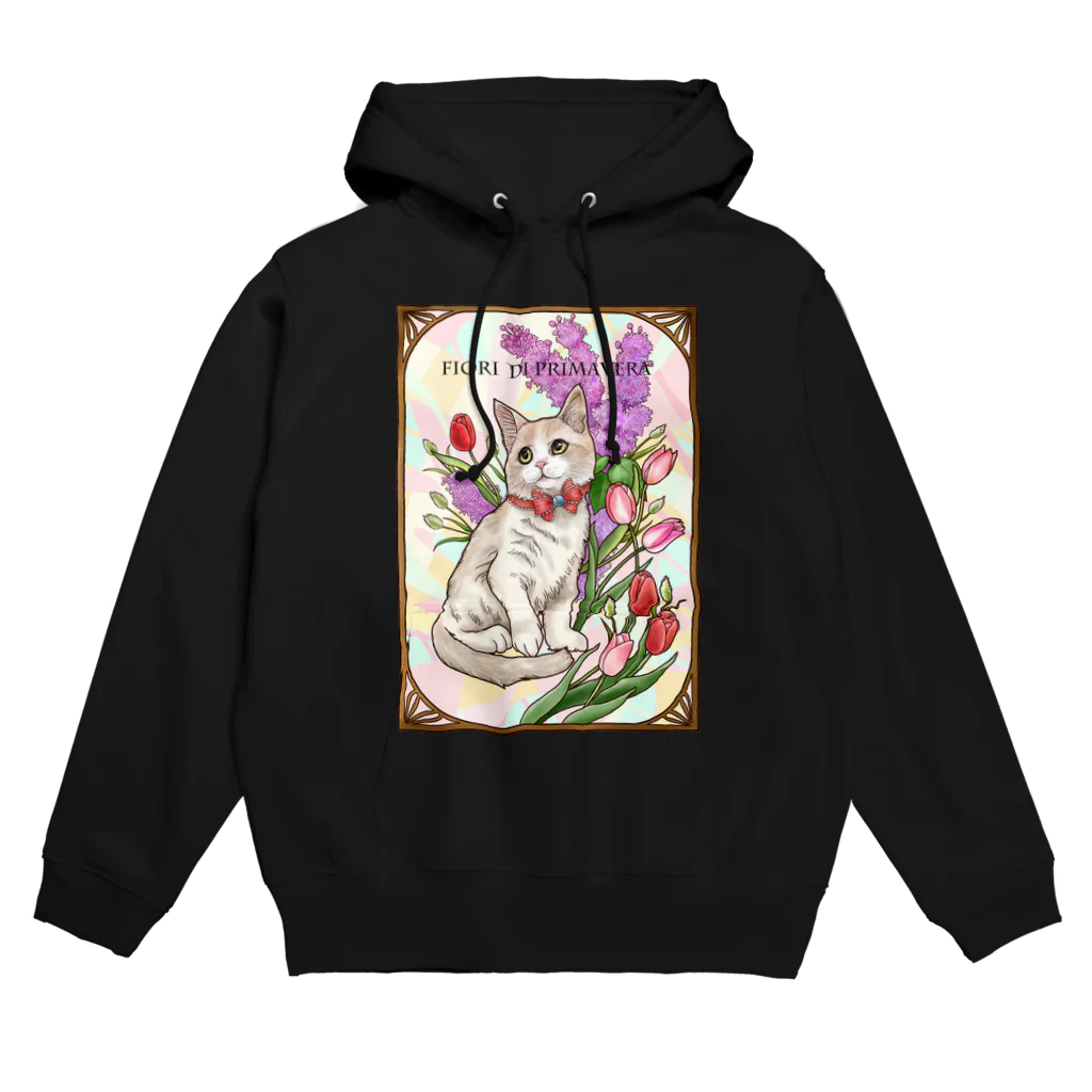 Ａｔｅｌｉｅｒ　Ｈｅｕｒｅｕｘの春の花々と猫　Fiori di Primavera Ⅲ Hoodie