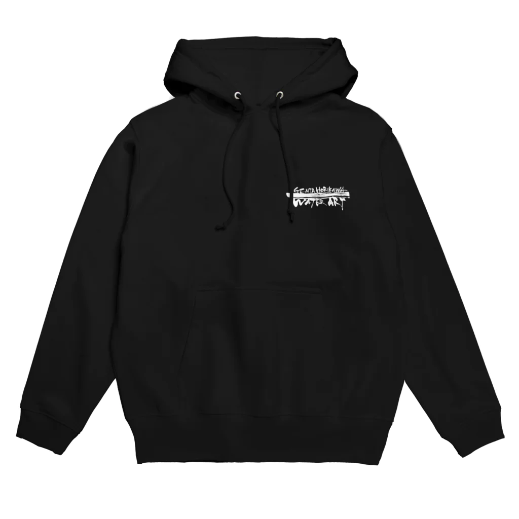 ウォーターアート®︎ 堀川玄太のロゴ入り（白）/後ろ ロゴ文字（白）/前左胸 15色 Hoodie