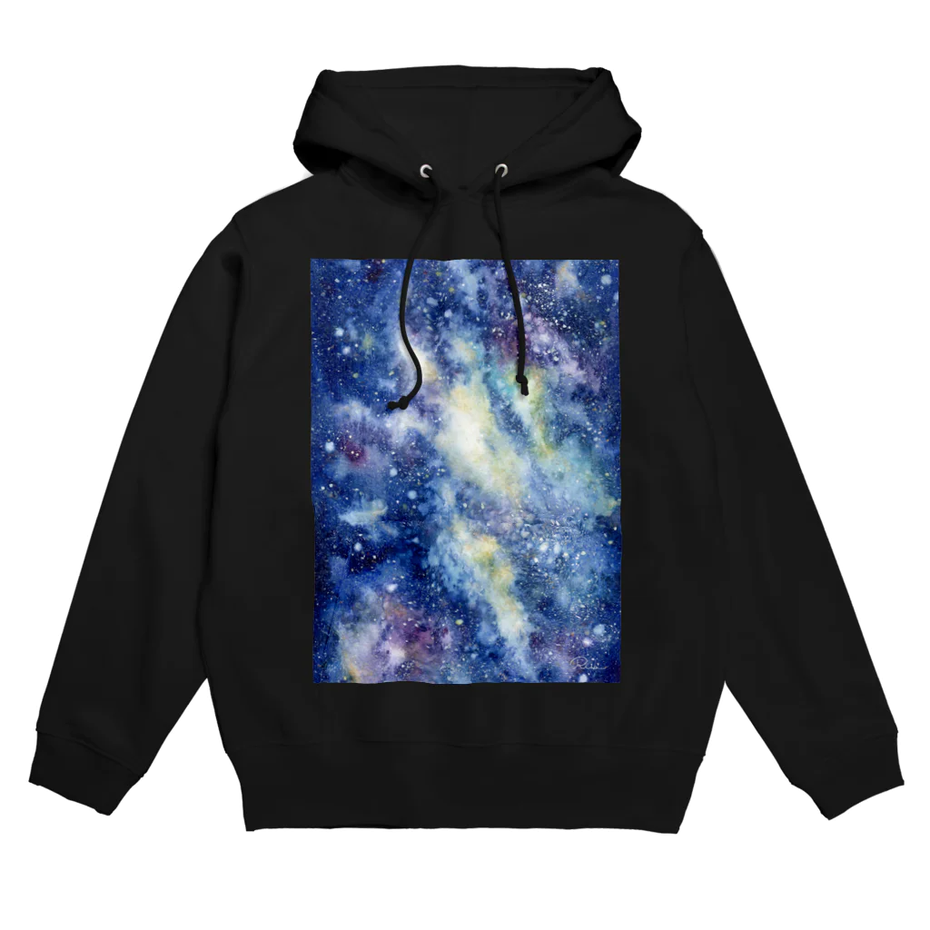 Risa  watercolor artの宇宙 blue Hoodie