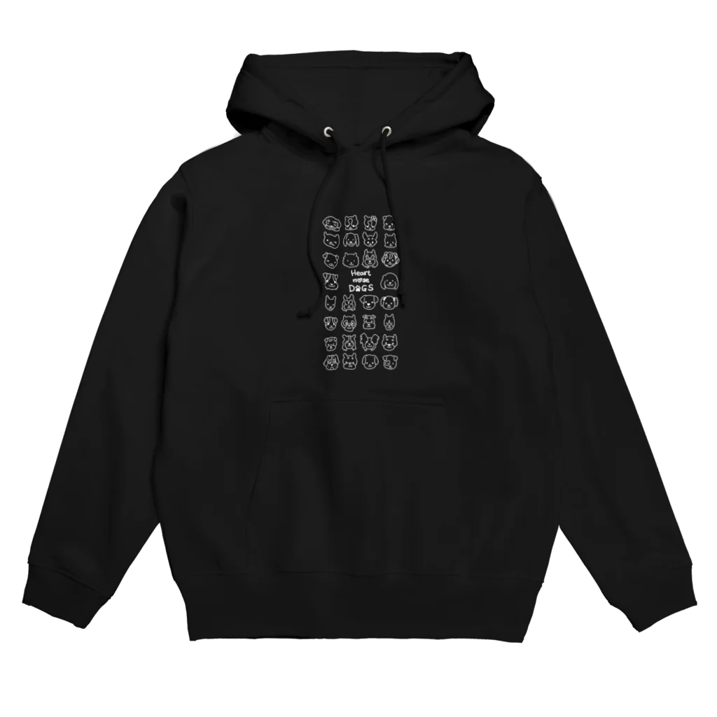 Heart nose DOGSのHeart nose DOGS（縦長白インク） Hoodie