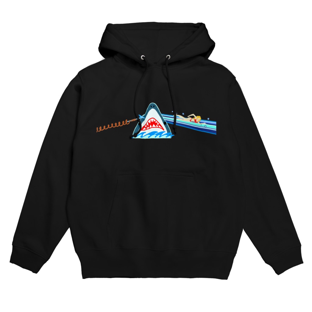 レコードの巣の狂気と波ほとばしるサメ Hoodie