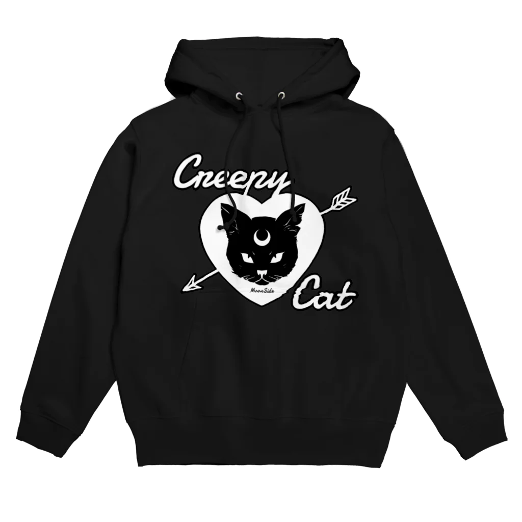 IENITY　/　MOON SIDEの【MOON SIDE】 Creepy Cat #Black Ver.2 パーカー