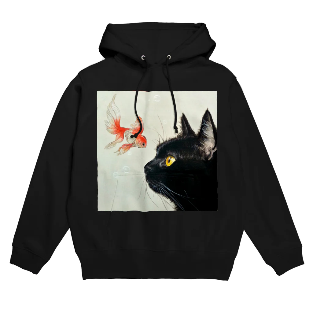 おちょぴの金魚と黒猫 Hoodie