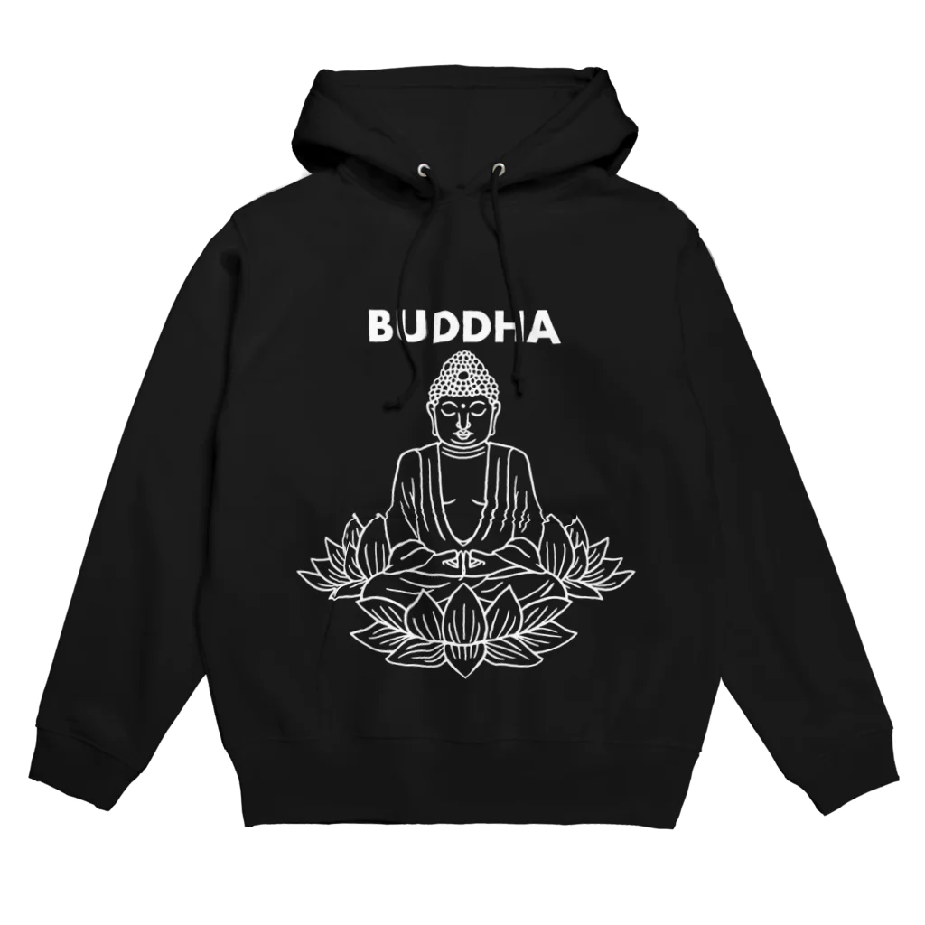 DRIPPEDのBUDDHA-仏像- 白ロゴ パーカー