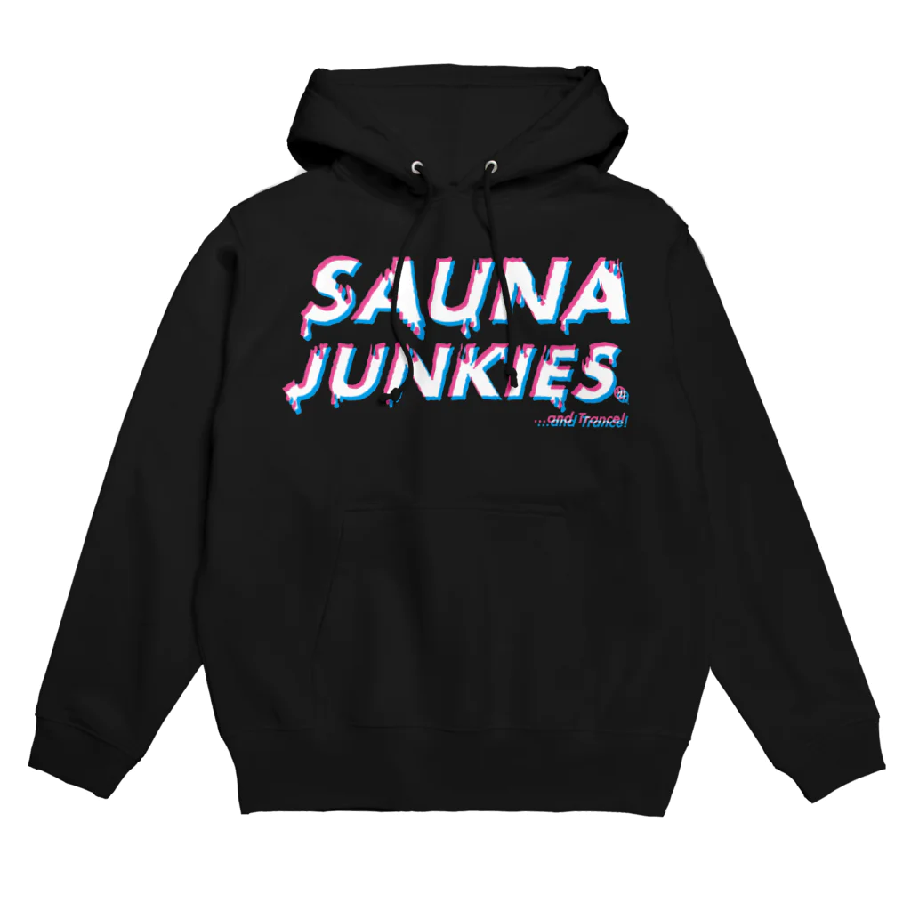 SAUNA JUNKIES | サウナジャンキーズのメルティー・ロゴ（トランスカラー/黒） Hoodie