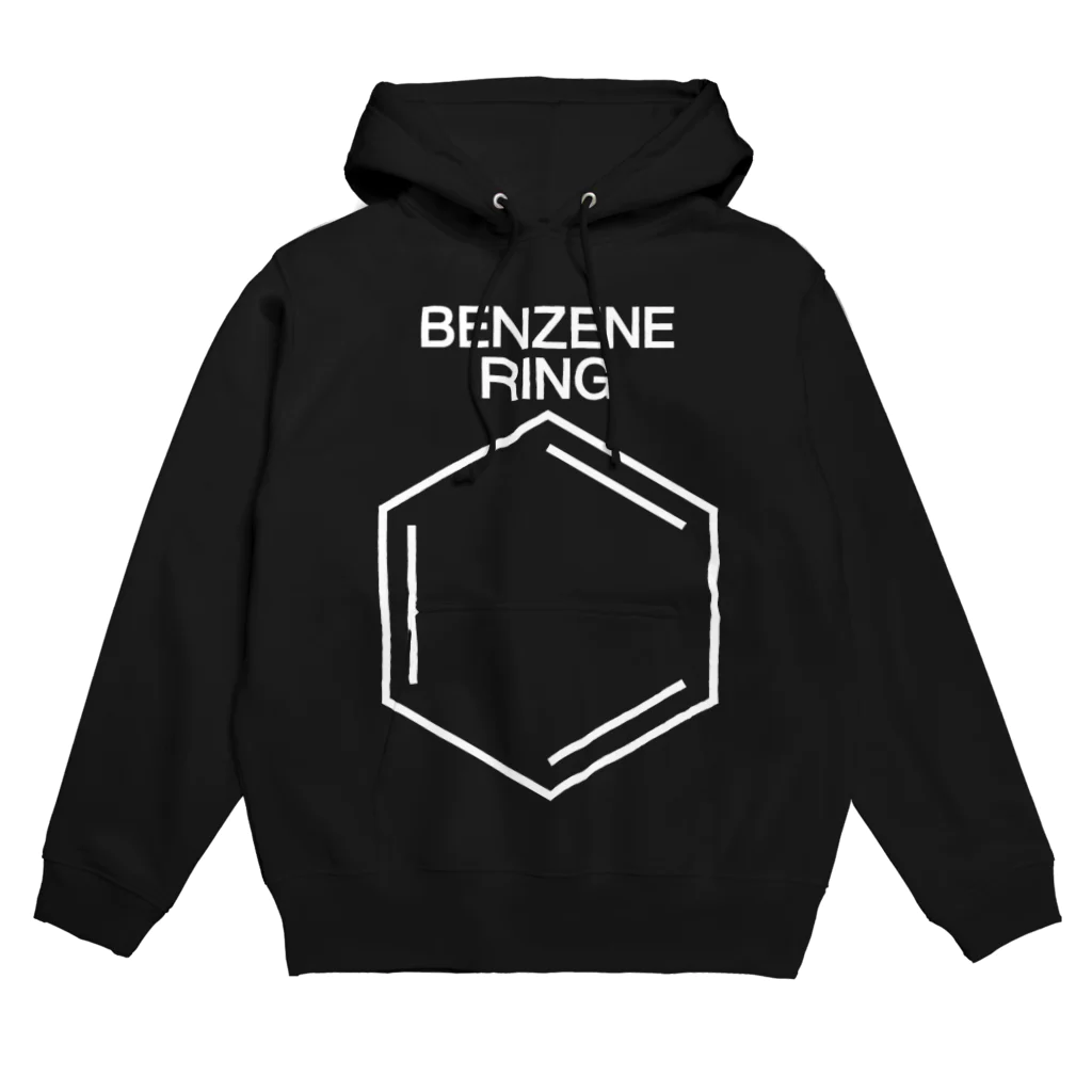 DRIPPEDのBENZENE RING-ベンゼン環の構造式-白ロゴ パーカー