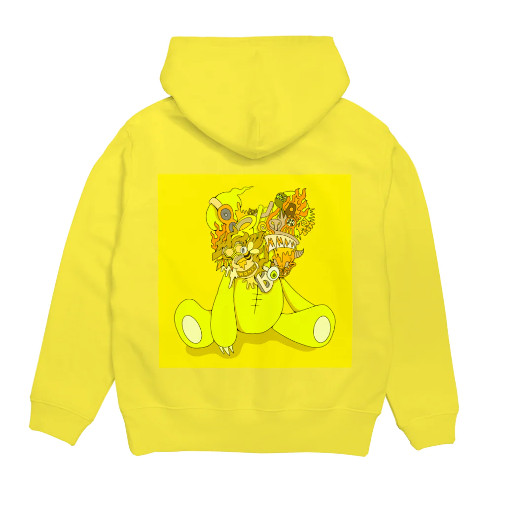 りん太のShocking face Animal arts 「Yellow Bear」 Hoodie:back