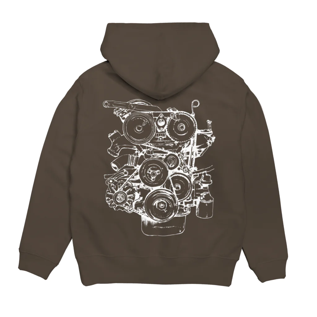 ESPERTOのFIAT Engine white backprint Hoodie:back