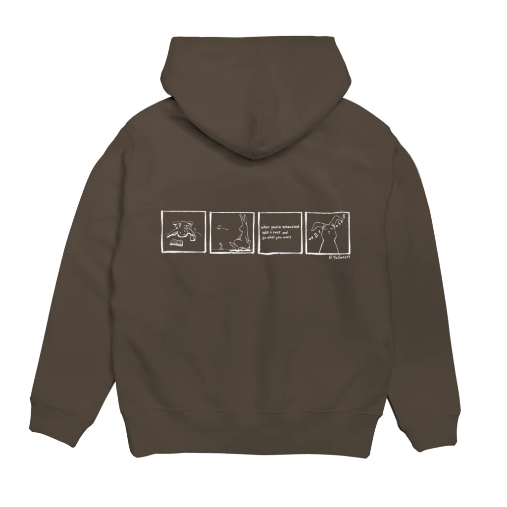 YuSunsetのりらっくすうさぎ（白） Hoodie:back