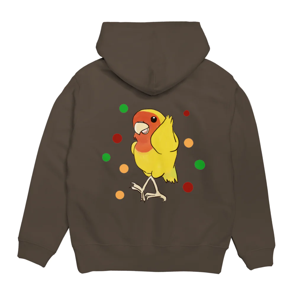 インコグッズのお店　ラブバード亭のコザクラインコ（ダンシング・アフリカンバージョン） Hoodie:back