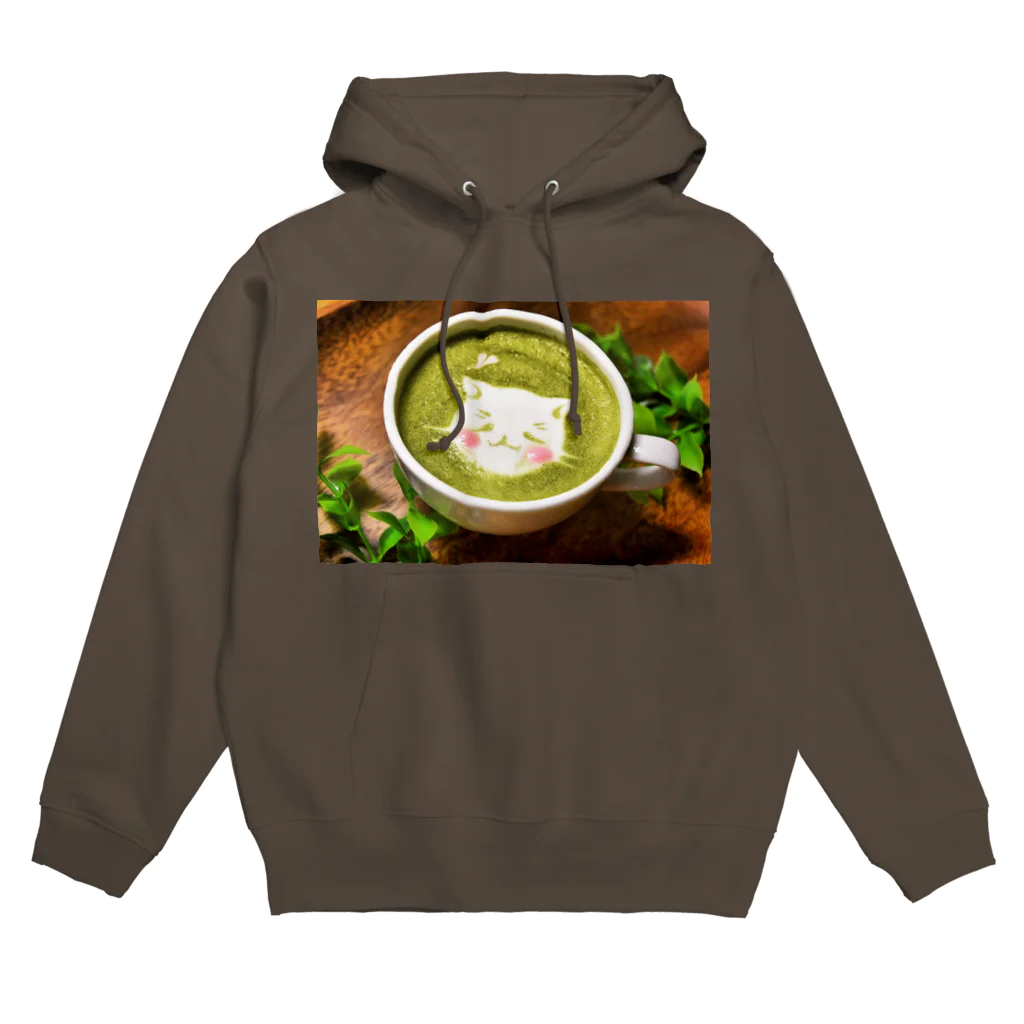 Prism coffee beanの【ラテアート】抹茶と白猫 Hoodie