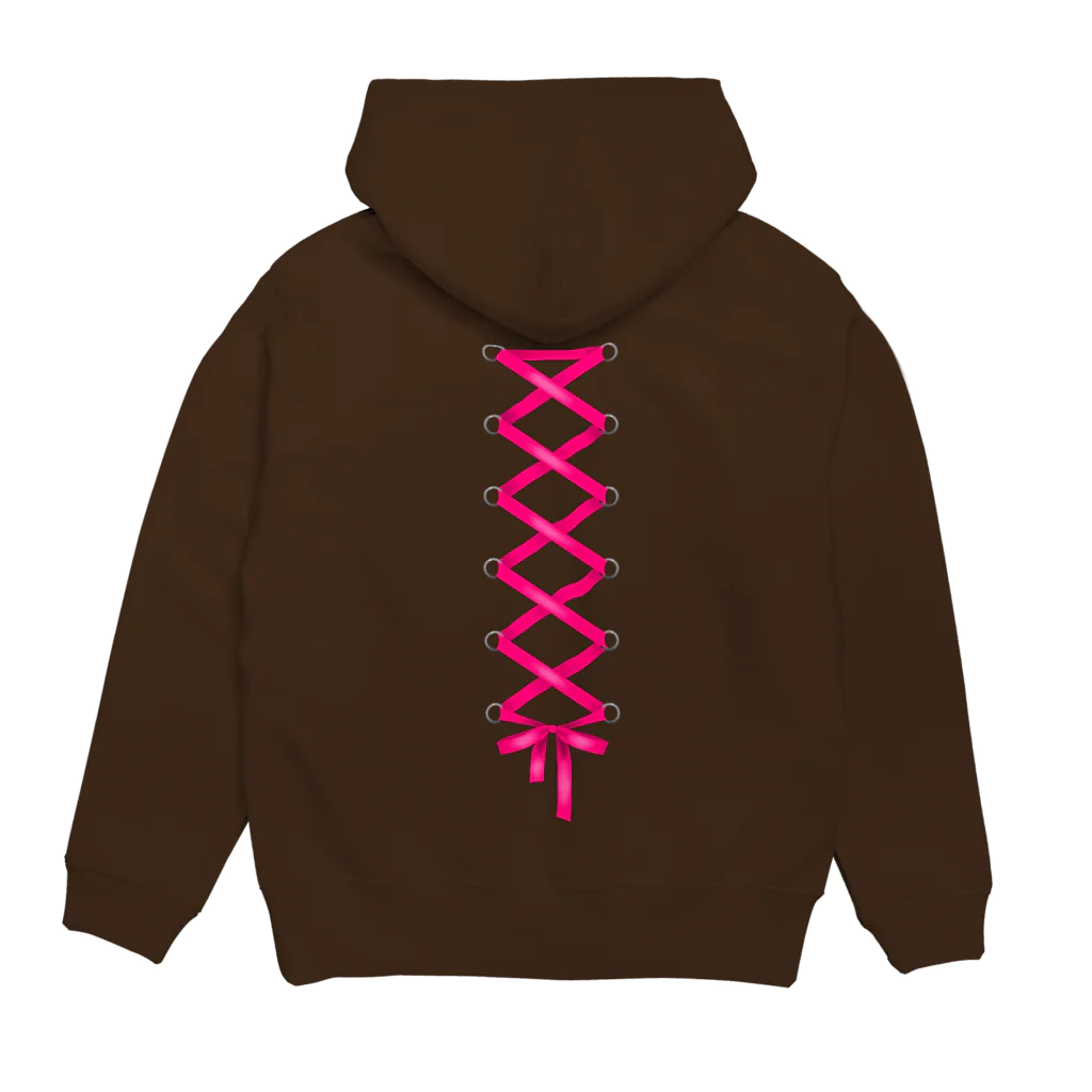 薄旅さなぎのコルセットリボンショッキングピンク Hoodie:back