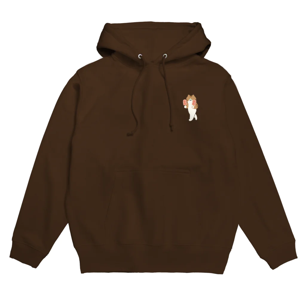 SUIMINグッズのお店の【小】いちごアイスをあざとく運ぶねこ Hoodie