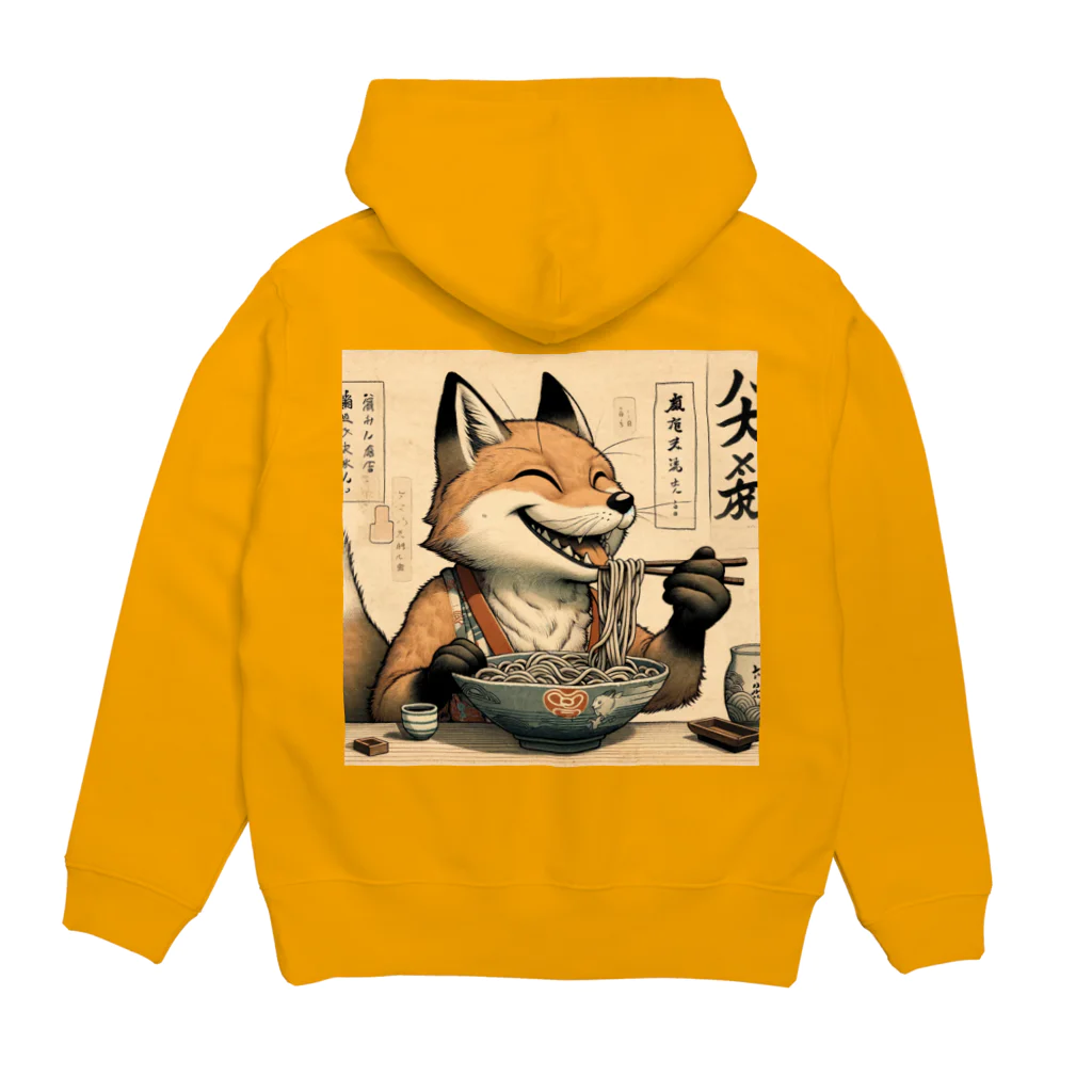 いきもの戯画のきつねそば Hoodie:back