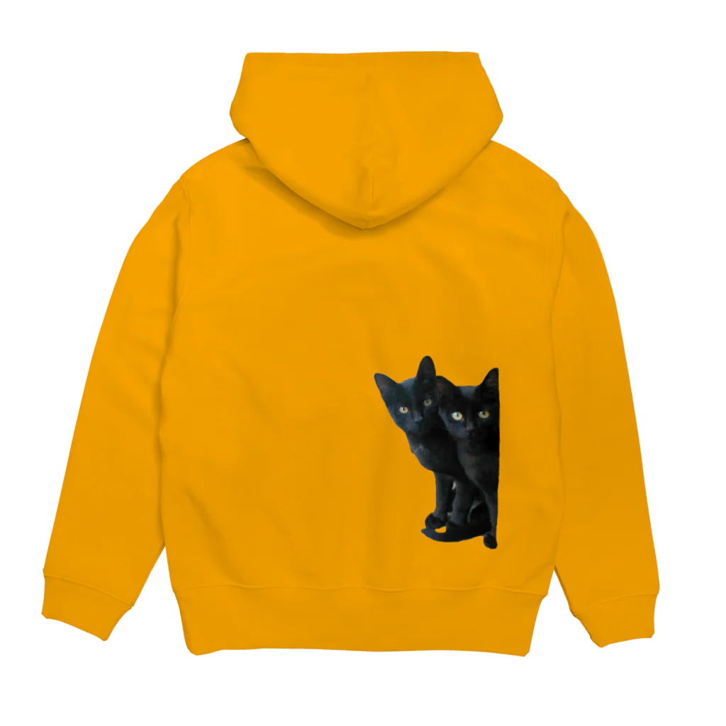 ちばっちょ【ち畳工房&猫ねこパラダイス】の黒猫は見た・バックプリント Hoodie:back