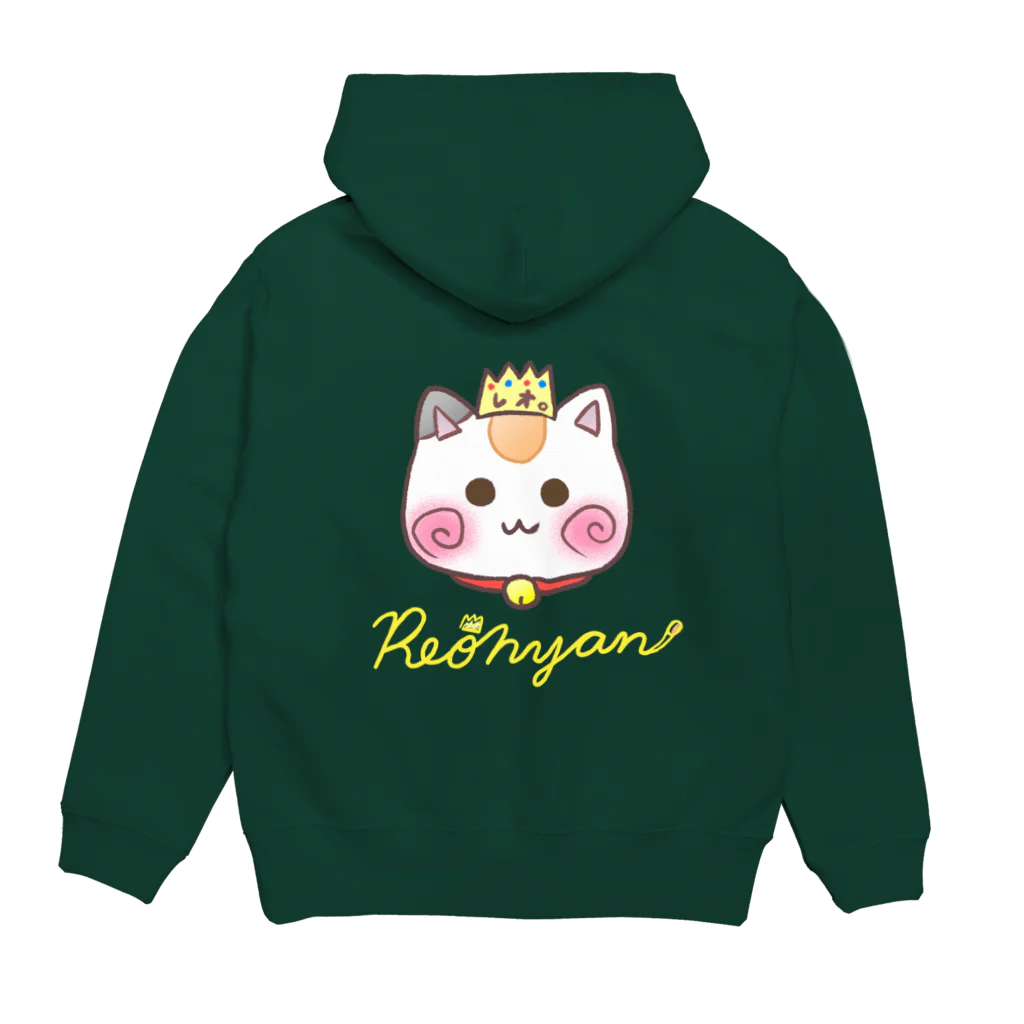 旅猫王子れぉにゃん👑😼公式(レイラ・ゆーし。)の顔だけ　表裏デザイン　黄色ロゴ Hoodie:back