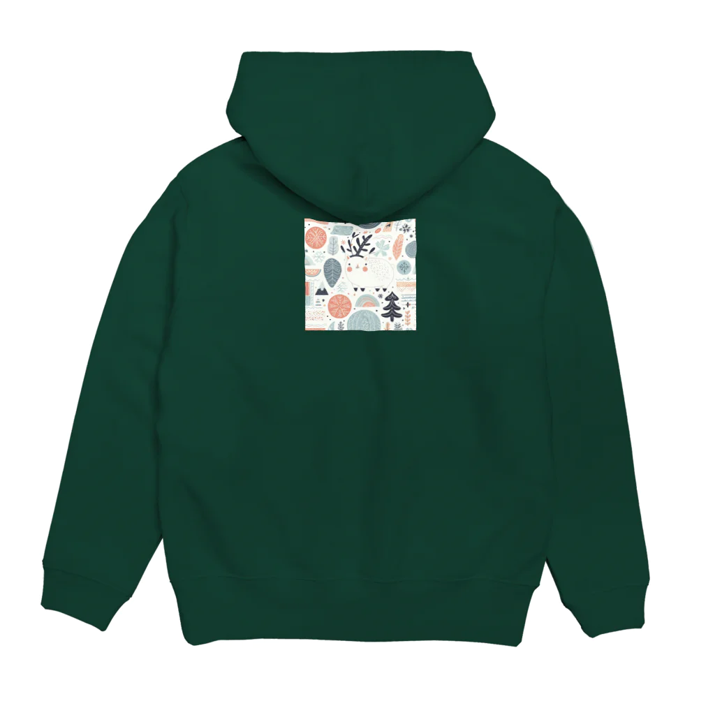 屋台 CLINICの北欧風クリスマス柄（ホワイト） Hoodie:back