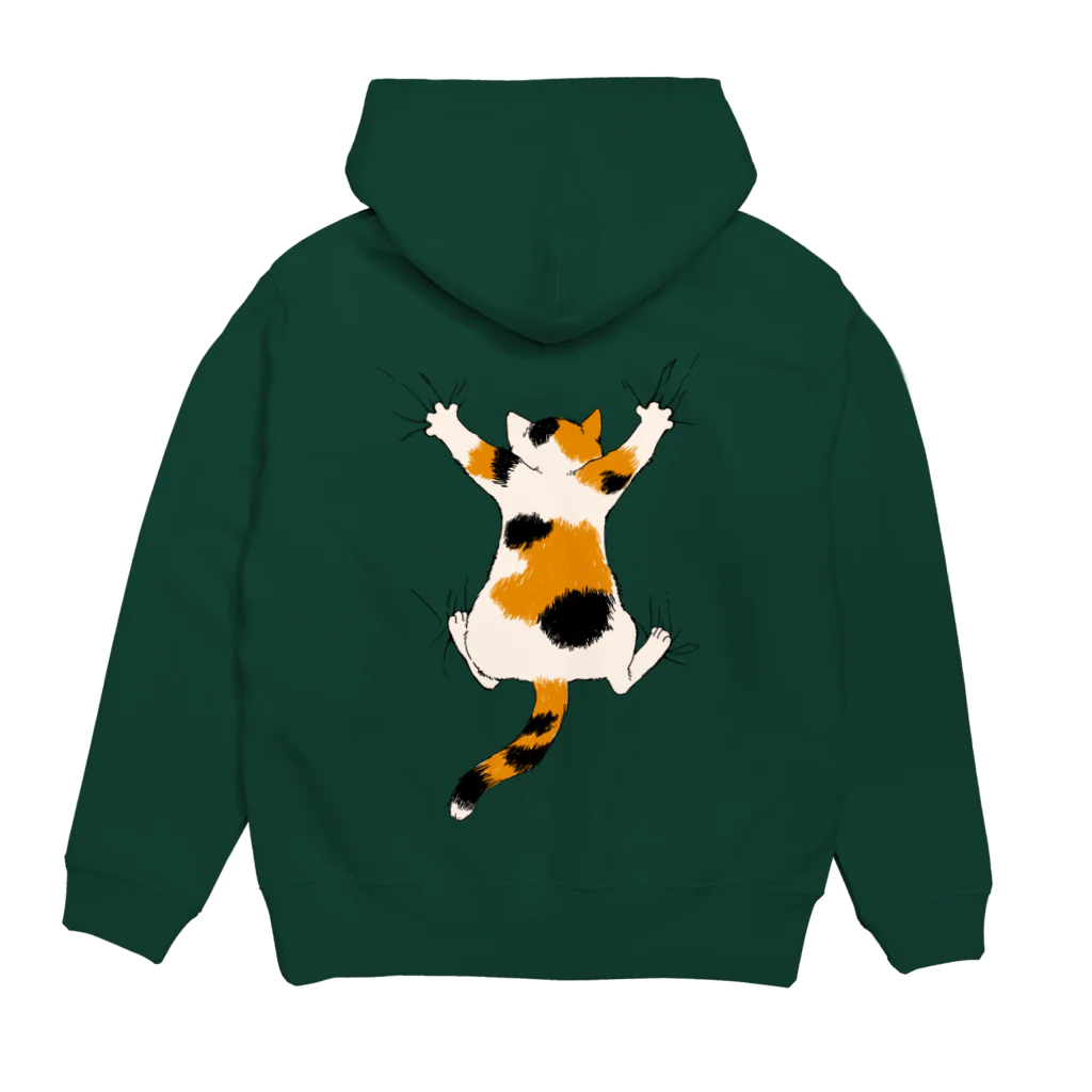 あふぐろ屋のひっつき三毛猫（背面プリントのみVer.） Hoodie:back