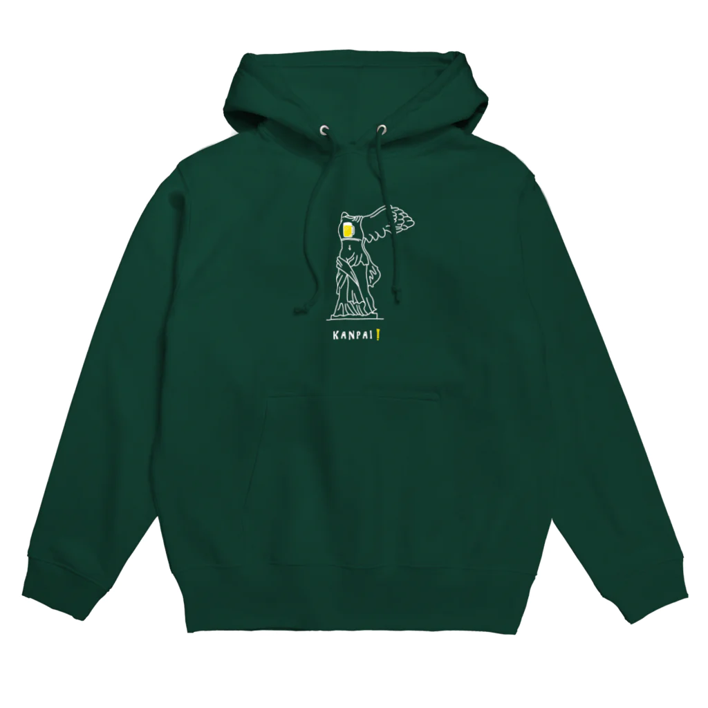 ビールとアート TM-3 Designの彫刻 × BEER（サモトラケのニケ）白線画 Hoodie