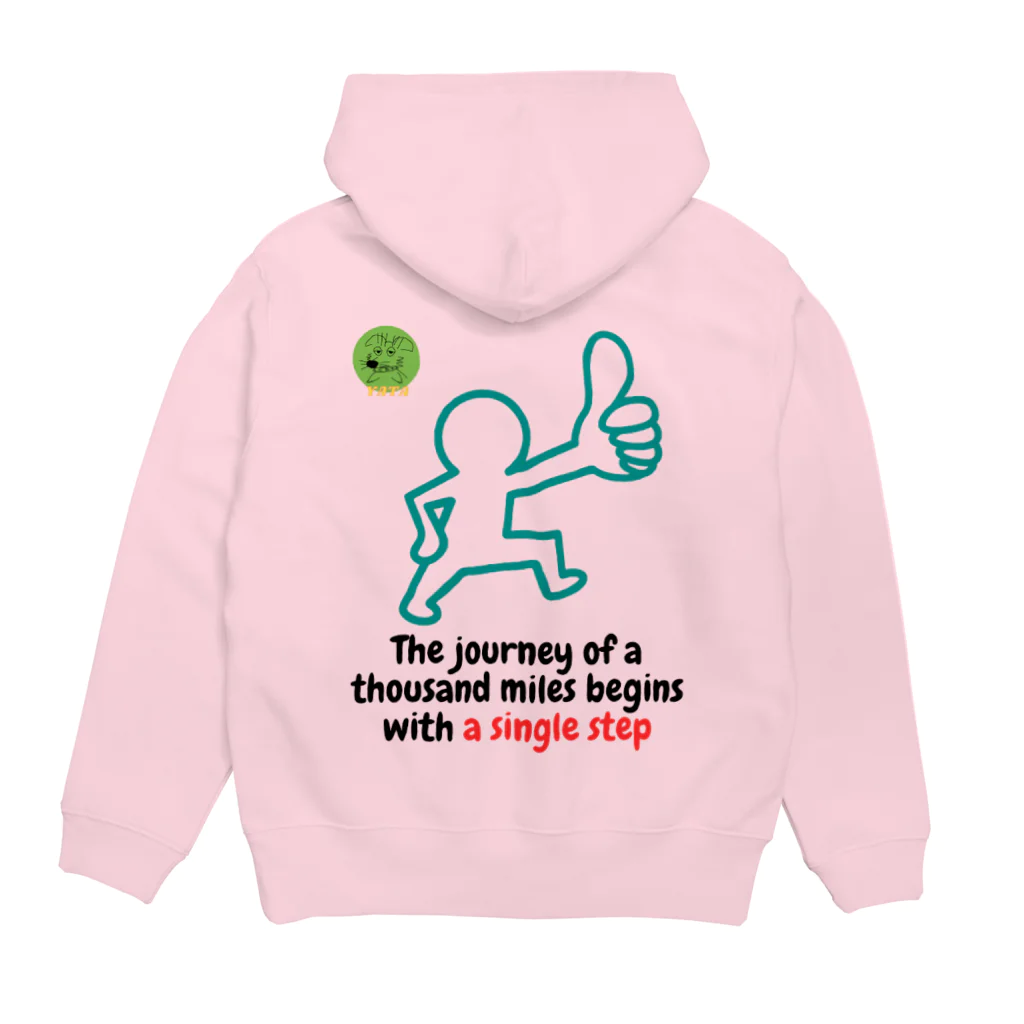 Nice Japanese words? !のThe journey of a thousand miles begins with a single step Hoodie:back