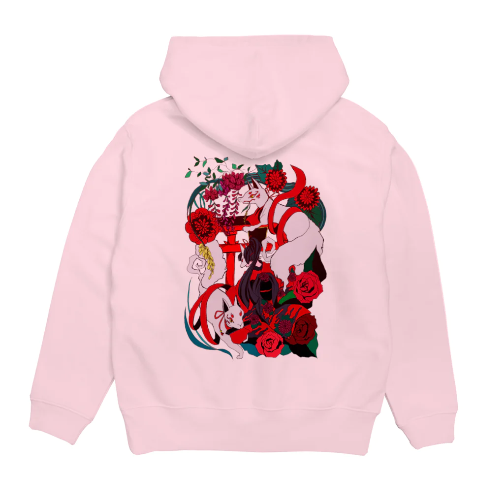 翠色の眼鏡の鳥居と狐姫 Hoodie:back