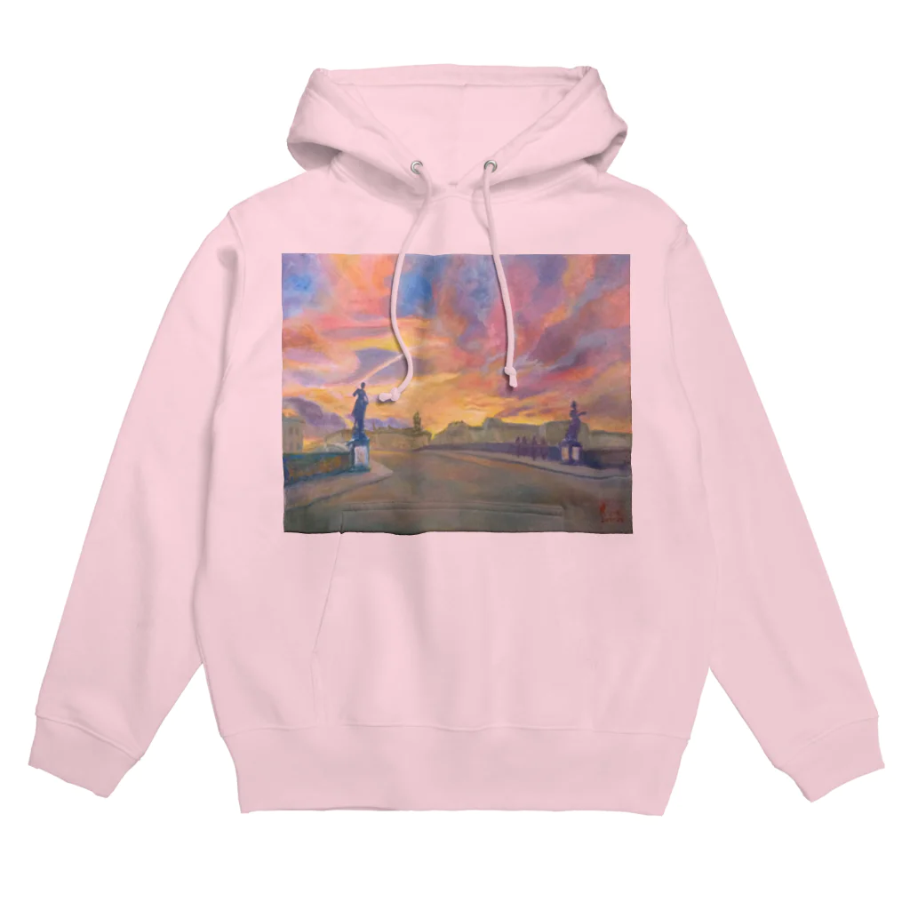 Akiyoのフィレンツェ画房 のトリニタ橋夕焼け Hoodie