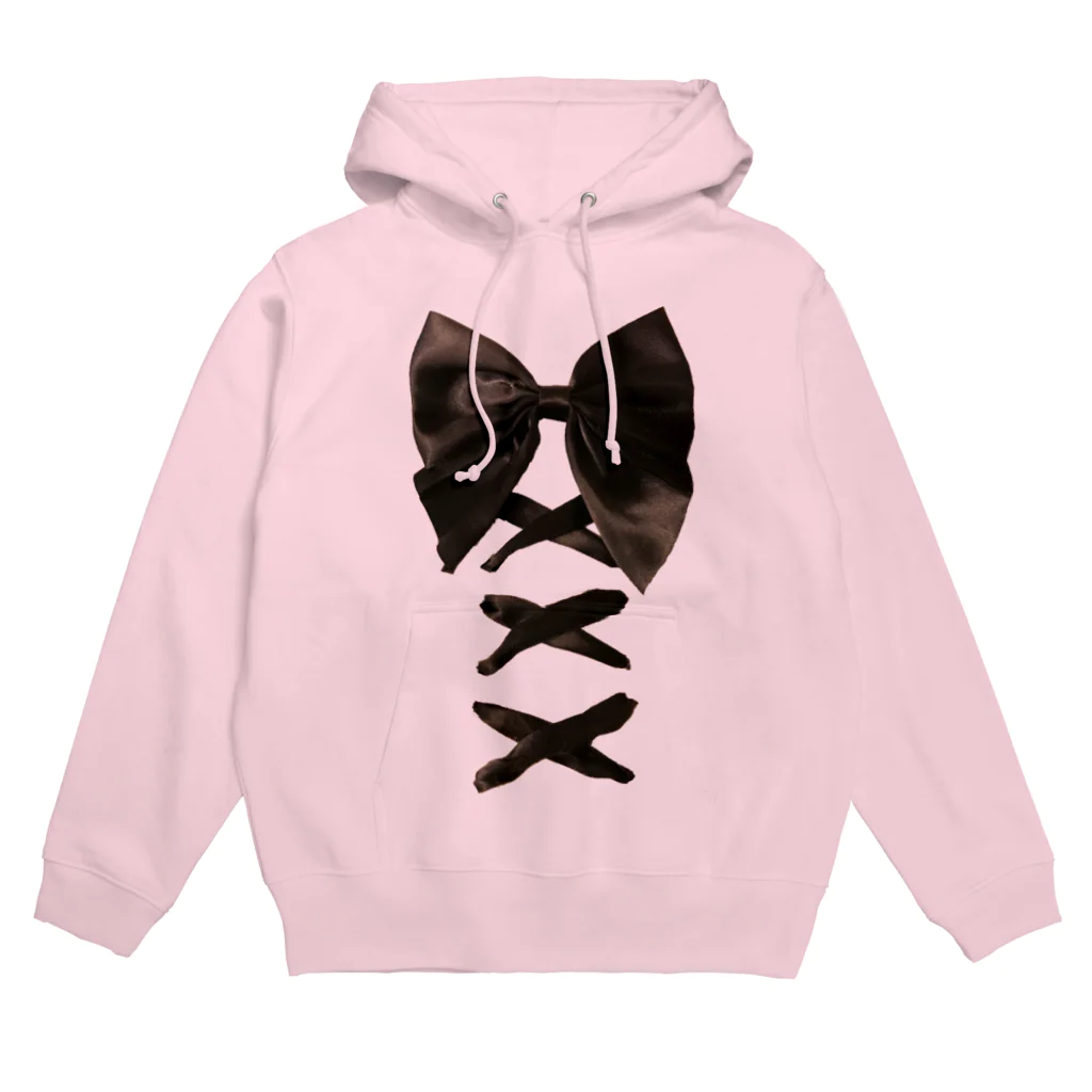 💜Salon de Lucia💜のBlack Butterfly Laced-up Ribbon Hoodie