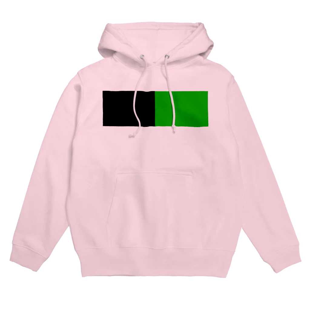 手描きのエトセトラの黒×緑 ２色バイカラー Hoodie