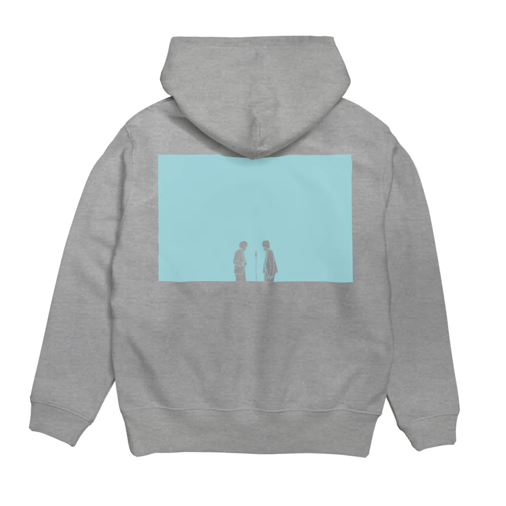 TBSラジオ「真空ジェシカのラジオ父ちゃん」グッズのラジ父「ネタ飛ばしの青」パーカー（ミックスグレー） Hoodie:back