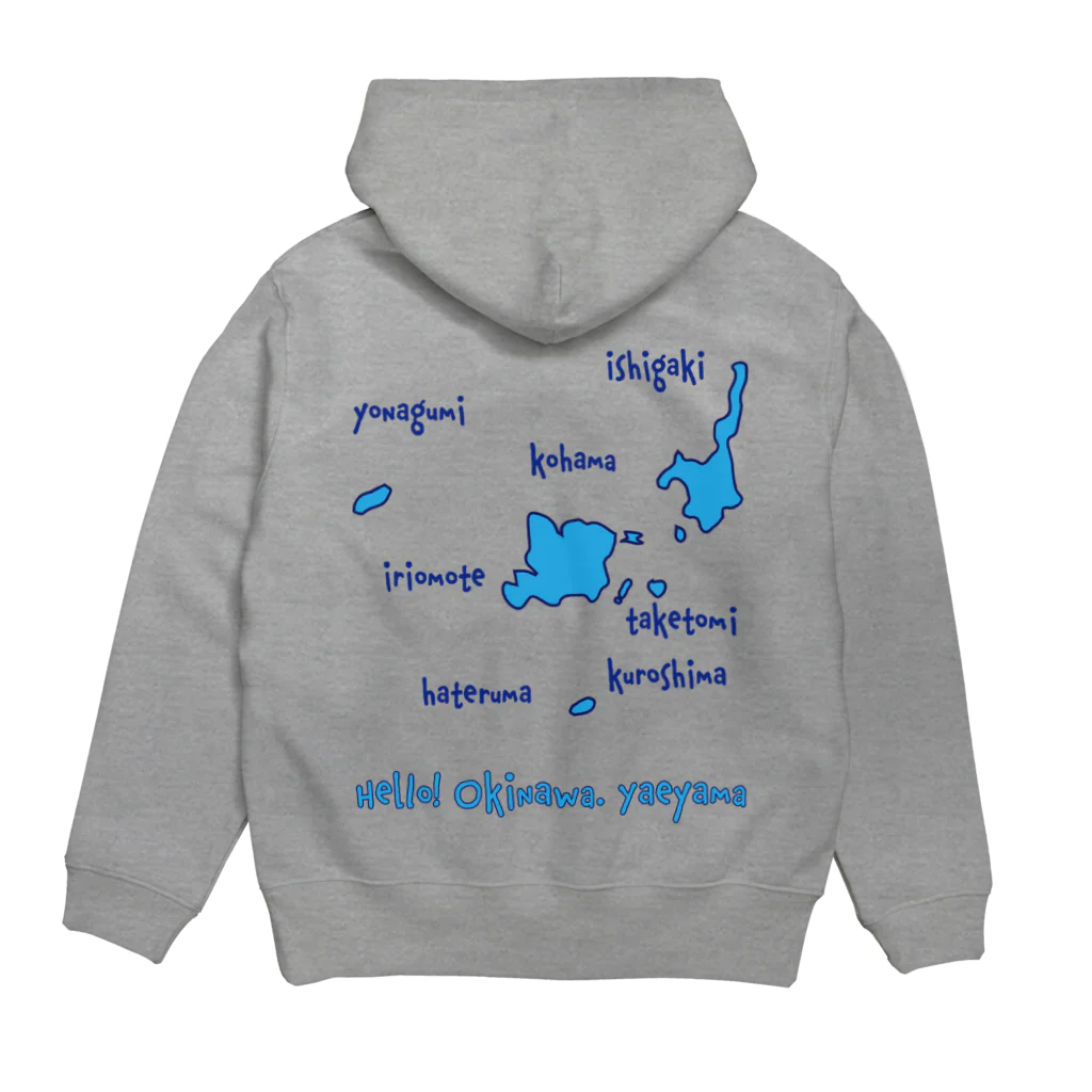 ハロー! オキナワの 八重山地図　水色　[Hello!Okinawa] Hoodie:back