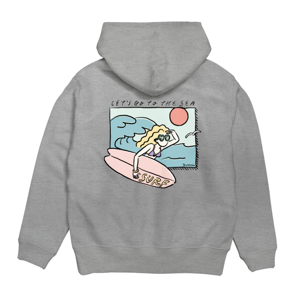 surf girl illustration yuriの海へ行こう（グラサン編） Hoodie:back