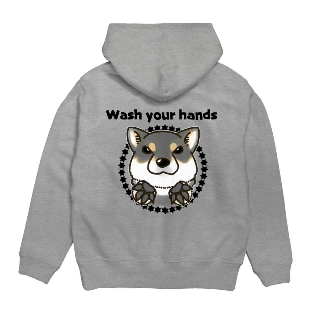 真希ナルセ（マキナル）のWash your hands(黒柴） パーカーの裏面