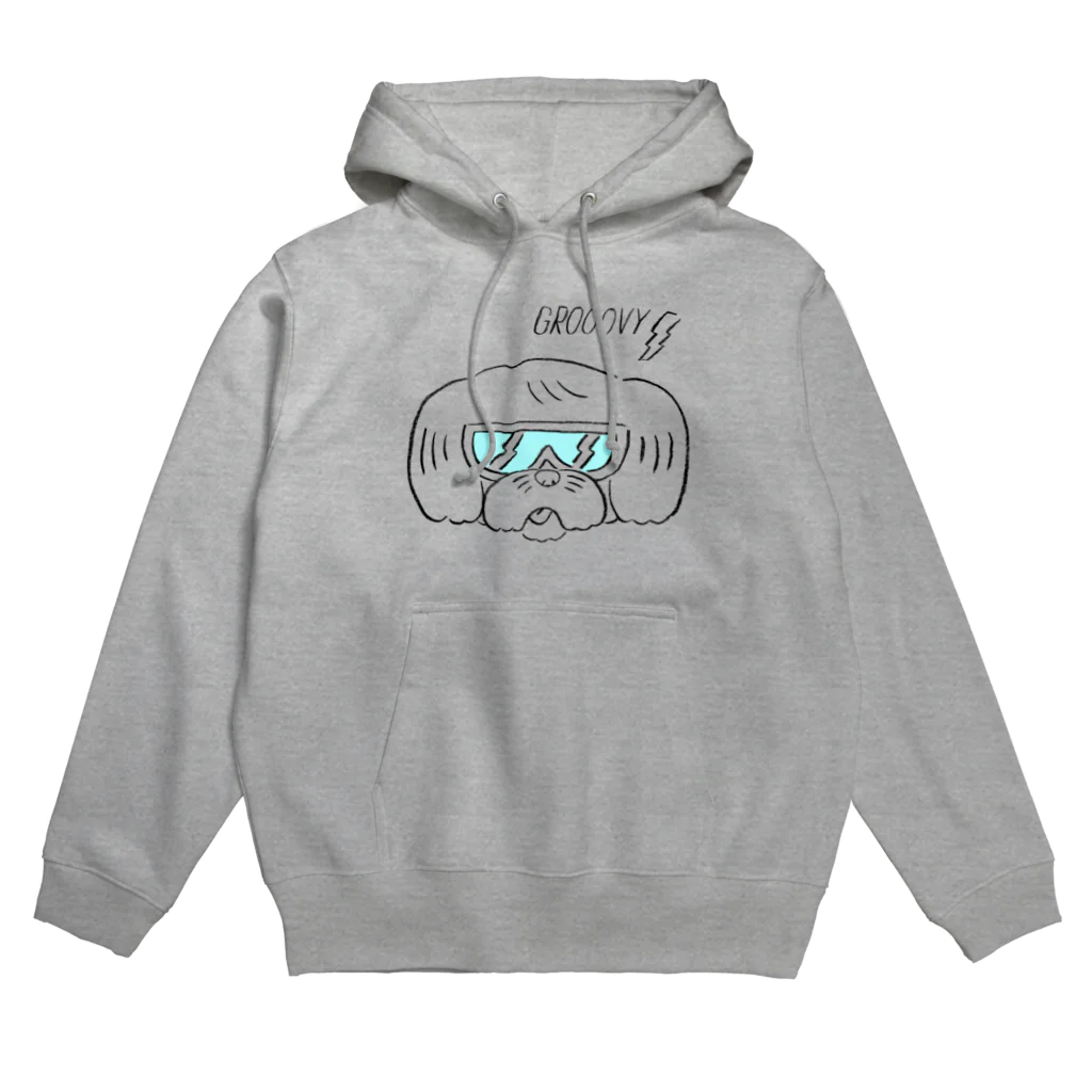 midolienのGROOOVYドッグ：ブルー Hoodie