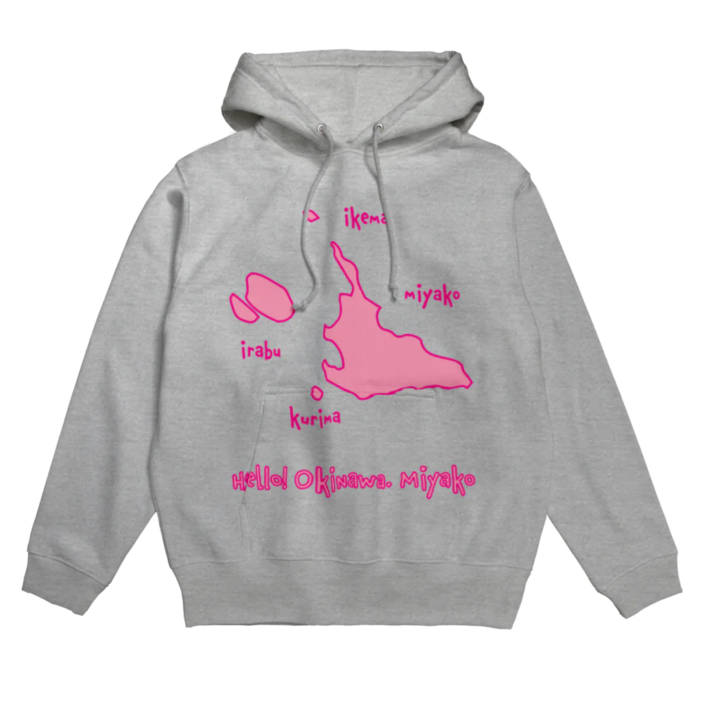 ハロー! オキナワの宮古島地図　ピンク [Hello!Okinawa]  Hoodie