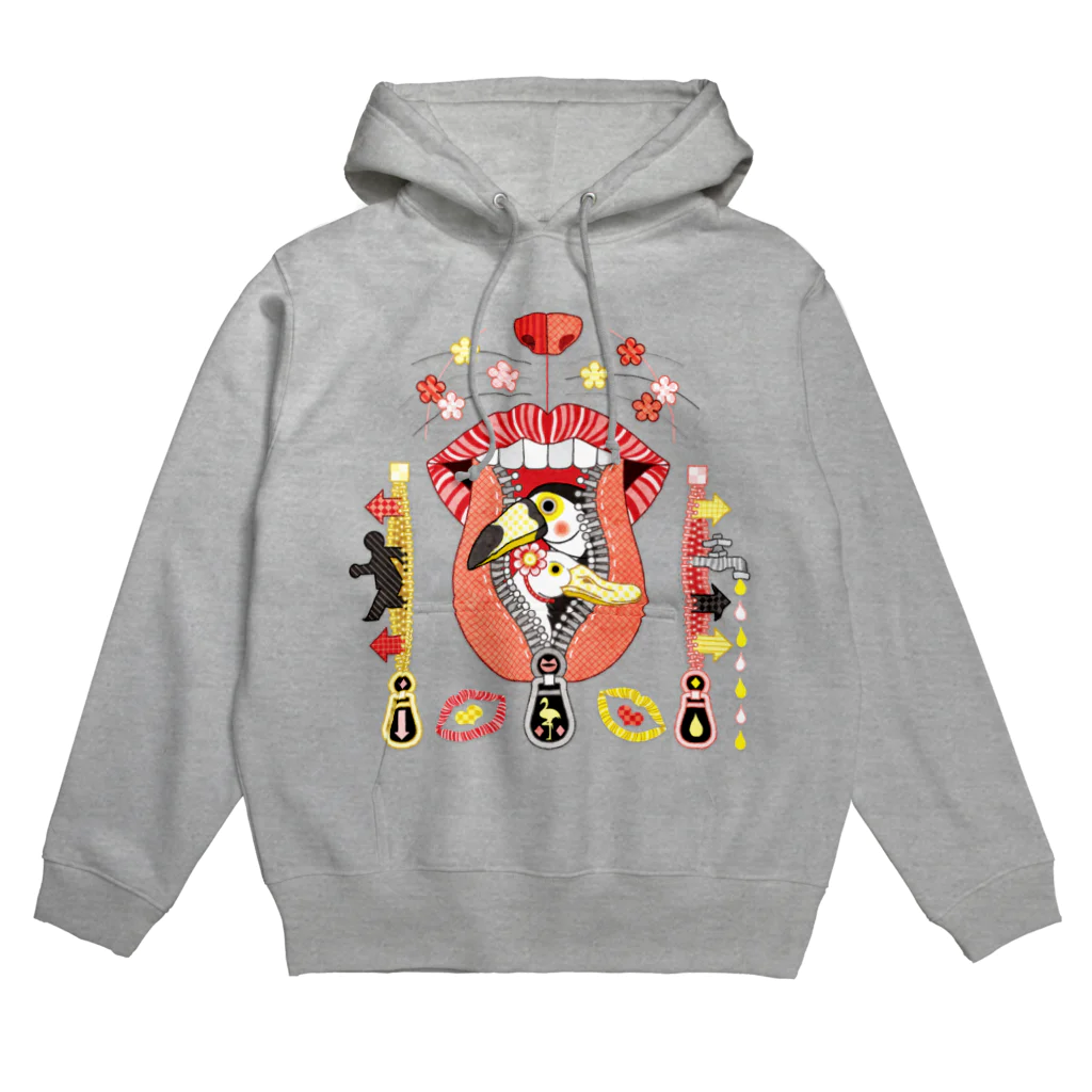 ねことりむし★CAT BIRD INSECTのお口チャック出入り口 Hoodie