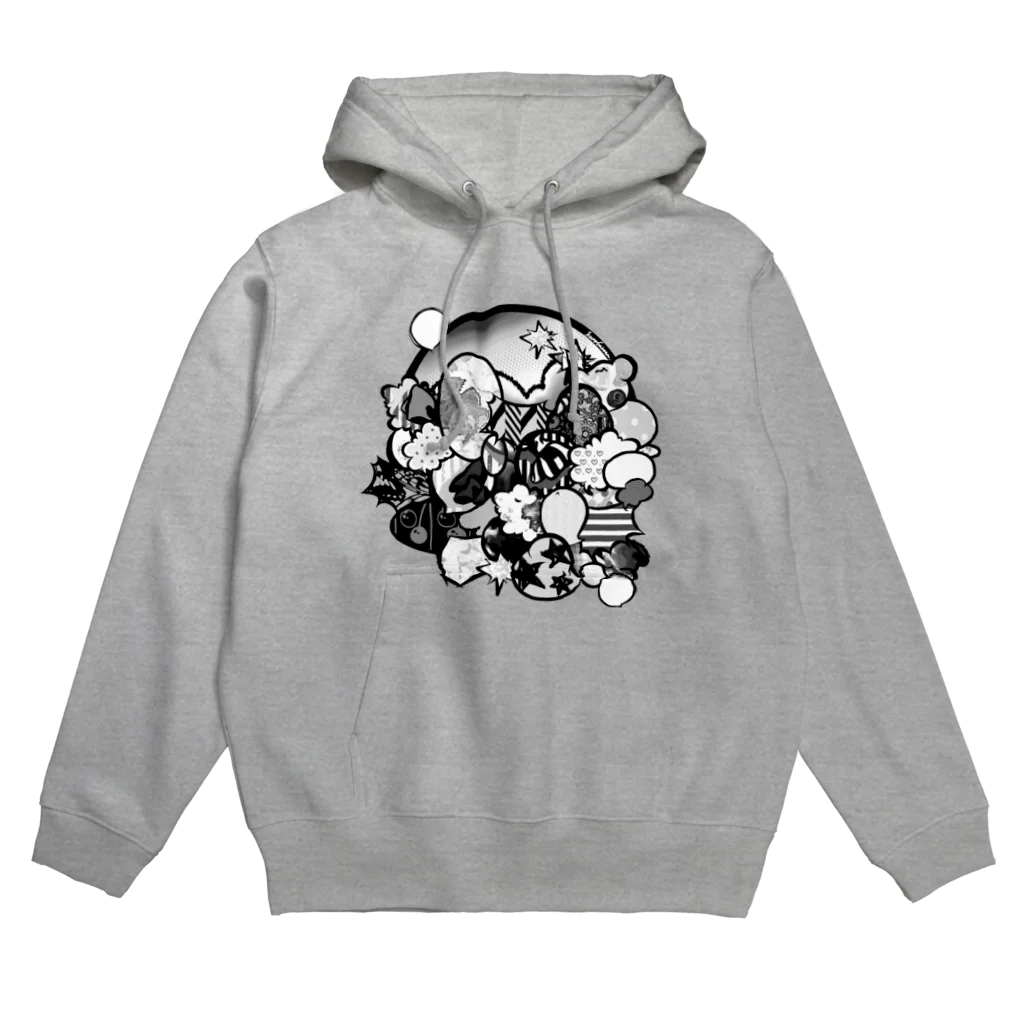 黒葉ロンのガヤガヤモノクロ Hoodie