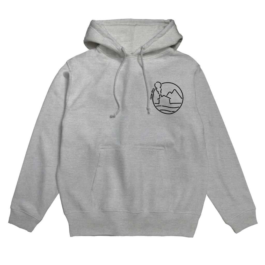  SQUID_INKのSHOPの海と山とログハウス（絵が黒Ver.） Hoodie