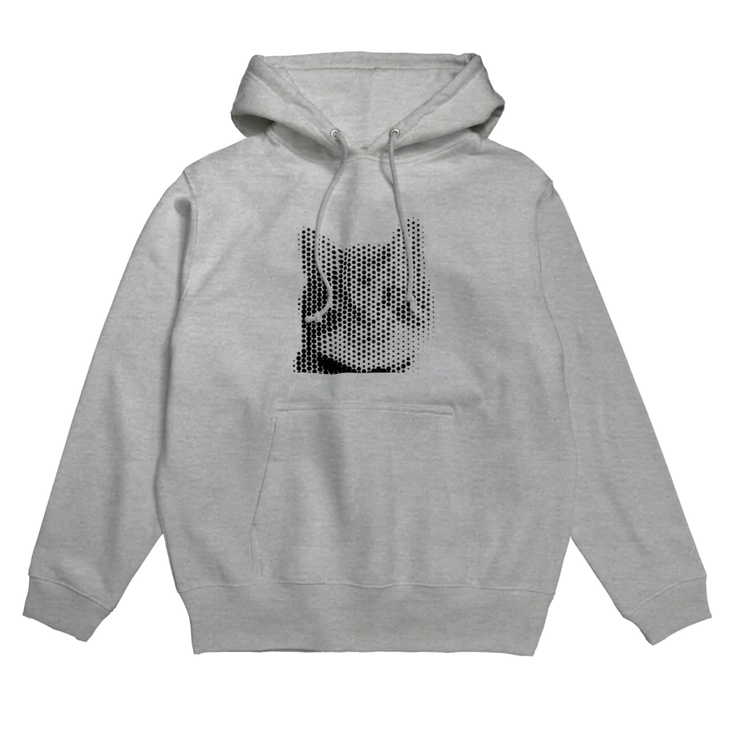 壁かべSHOP・SUZURI店のひょっこり猫さんハーフトーン Hoodie