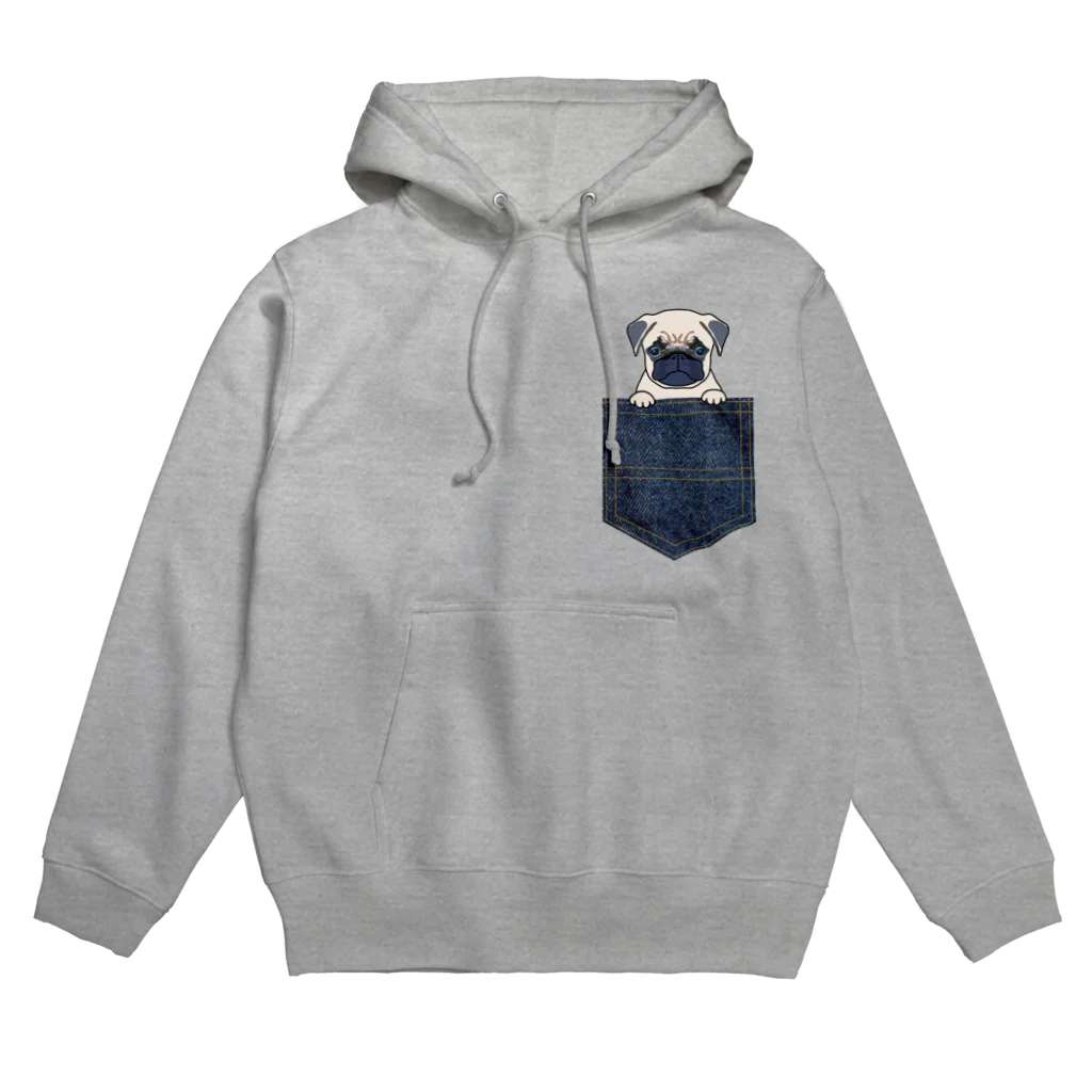 キッズモード某のデニムポケットからパグ Hoodie