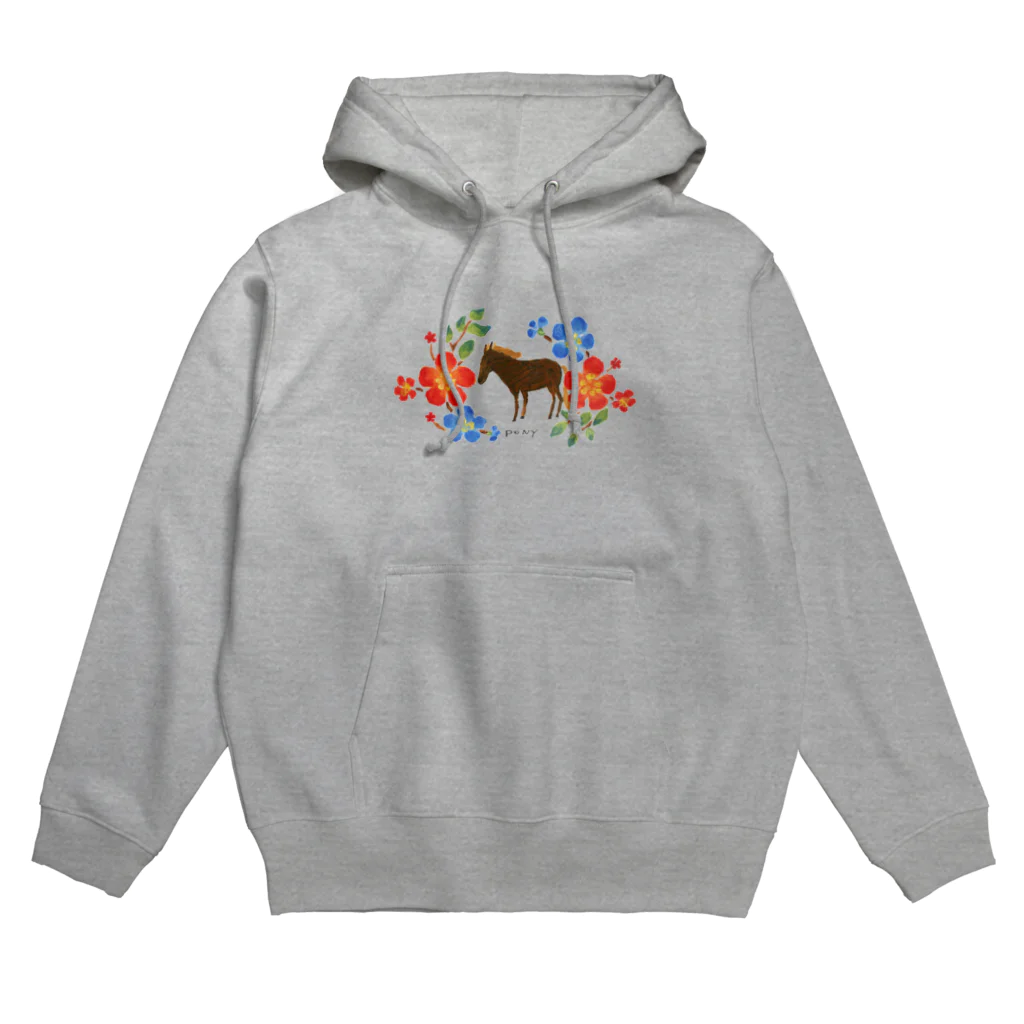 poniponiの馬と鮮やかな花 Hoodie