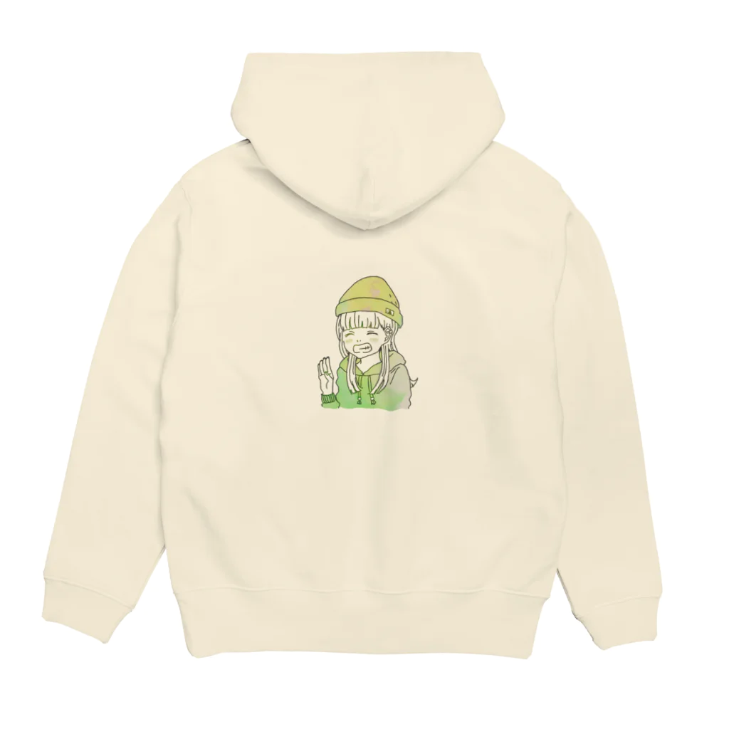 ほうじちゃまるの寒いけど笑顔な女のコ🍃 Hoodie:back