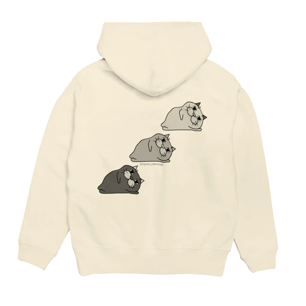 鈴々堂のむちむちねこ３匹 Hoodie:back